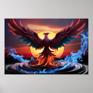 Majestätisk Fenix som stiger upp från brinnande dj Poster