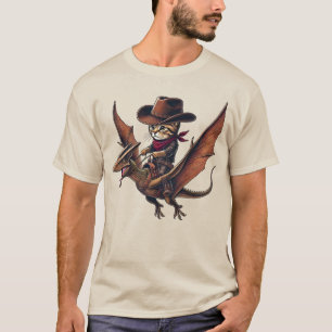Majestätisk Flykt: En Cowboykat Ridar på en Pterod T Shirt