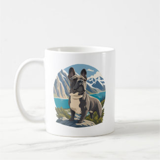 Majestätisk fransk bulldog Mountain Lake-äventyr Kaffemugg