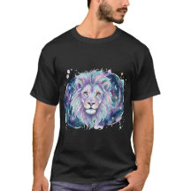 Majestätisk Galaktisk Lejon Vattenfärg T-Shirt
