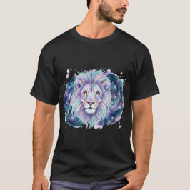 Majestätisk Galaktisk Lejon Vattenfärg T-Shirt