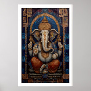 Majestätisk Ganesha Väggkonst - Moasikdesign med