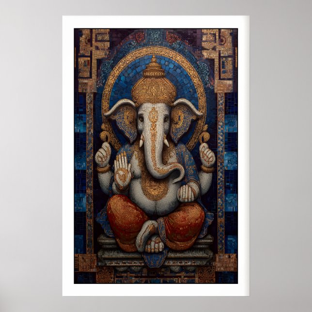 Majestätisk Ganesha Väggkonst - Moasikdesign med (Framsidan)