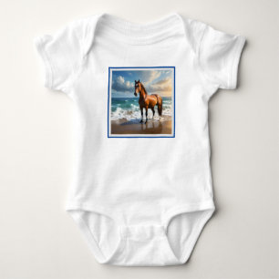 **"Majestätisk gångart: Stolt brun häst på strande T Shirt
