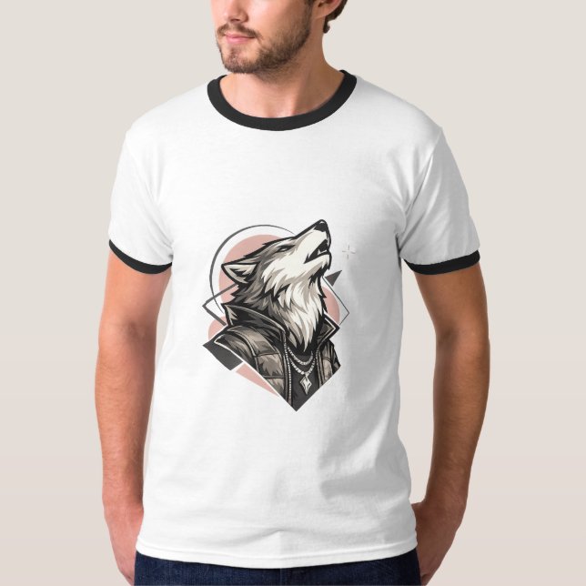 "Majestätisk geometrisk varg t-shirt" T Shirt (Framsida)