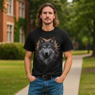 Majestätisk Grå Varg med Kopparfärgade Ögon  T Shirt