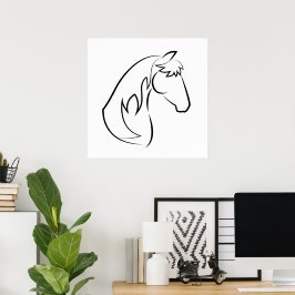 Majestätisk Grace – minimalistisk hästlinjekonst Poster