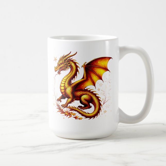 Majestätisk gyllene drake med gyllene fjäll kaffemugg (Höger)