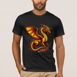 Majestätisk gyllene drake med gyllene fjäll t shirt