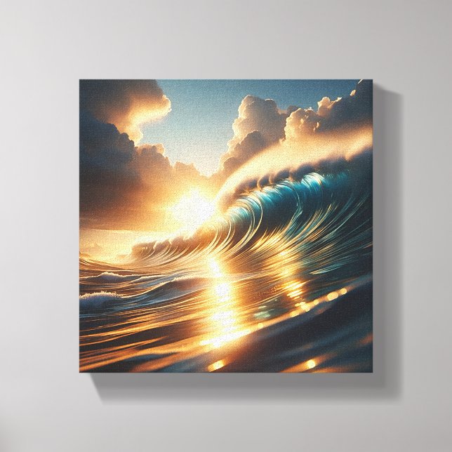 Majestätisk gyllene solnedgång Ocean Wave - Stråla Canvastryck (Framsida)