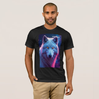 Majestätisk himmelskt vit varg med lysande ögon t shirt