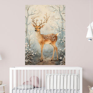 majestätisk hjort i en lugn vinterlandskap. poster