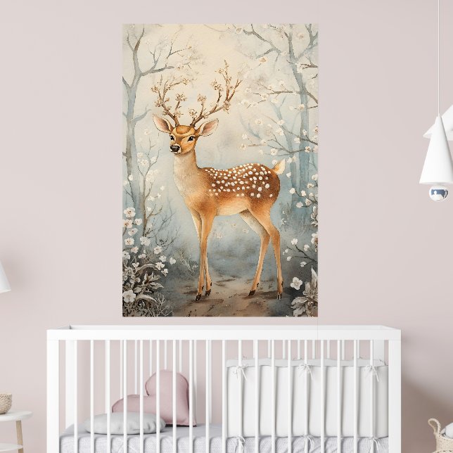 majestätisk hjort i en lugn vinterlandskap. poster (Barnkammare 2)