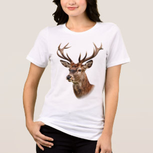 Majestätisk hjort med stora horn i profil t shirt