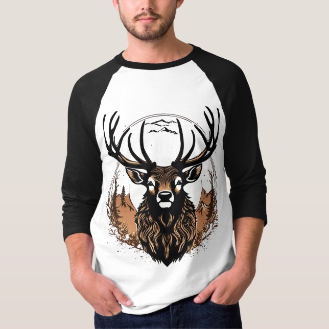 Majestätisk hjort – minimalistisk vildmarkskraft t shirt (Framsida)