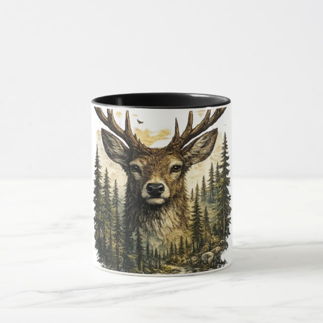 Majestätisk hjort skogsäventyr Natur/Övervakning Mugg (Center)