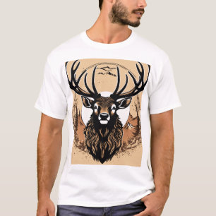 Majestätisk hjorthuvud vildmarks konst. t shirt