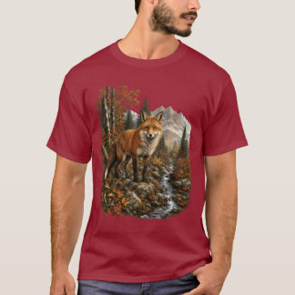 Majestätisk höstrev med räv vid bergsbäck t shirt