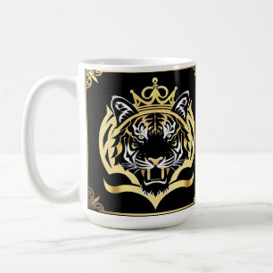 Majestätisk illustration av gyllene tiger kaffemugg