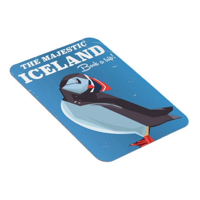 Majestätisk isländsk lunnefågel vintage-resaaffisc magnet (Högersidan)