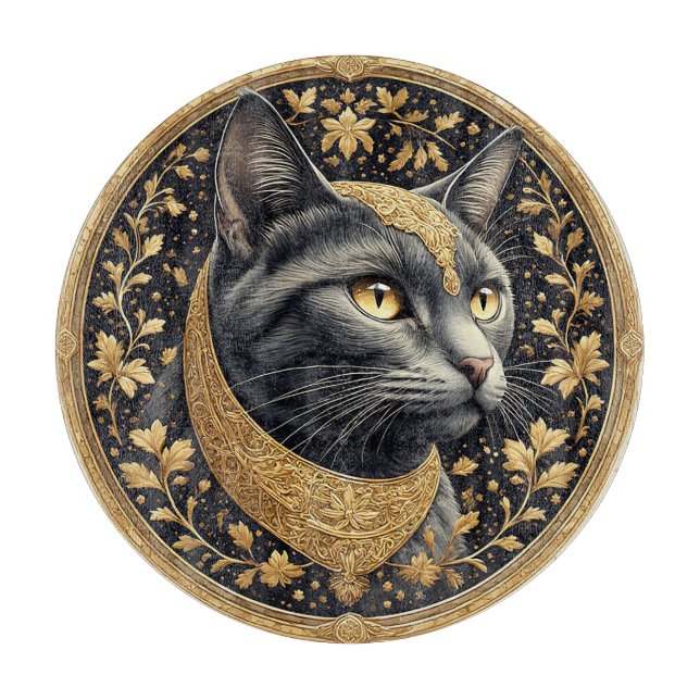 Majestätisk katt med utsmyckade blomsterdetaljer i (Framsidan)