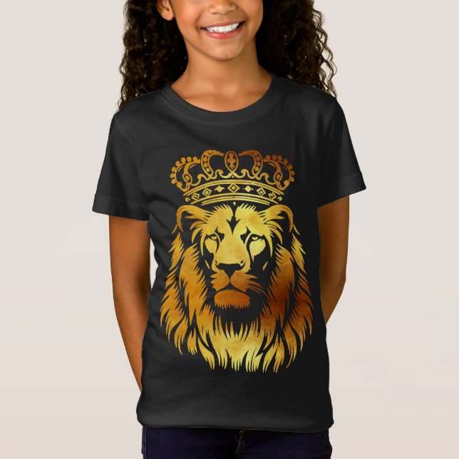 Majestätisk Kronad Lejon - Regal Konst T Shirt (Framsida)