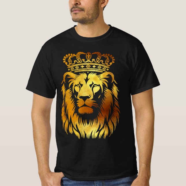 Majestätisk Kronad Lejon - Regal Konst T Shirt (Framsida)