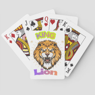 Majestätisk Kung Lejon Krönt Porträtt Design Casinokort