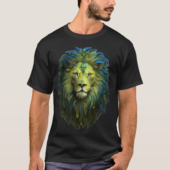 Majestätisk Lejon Design T Shirt (Framsida)