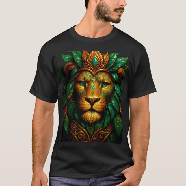 Majestätisk Lejon Konstnärlig Design  Royal Wildli T Shirt (Framsida)