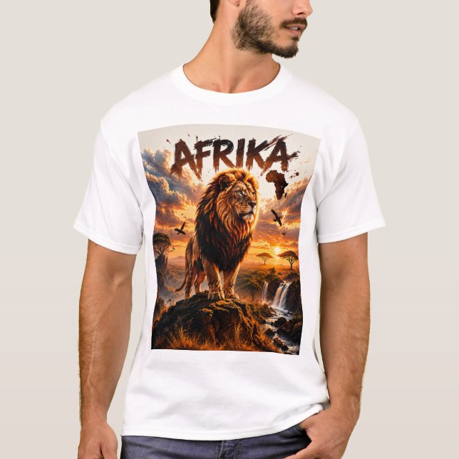 Majestätisk Lejon Linje Konst T-Shirt (Framsida)