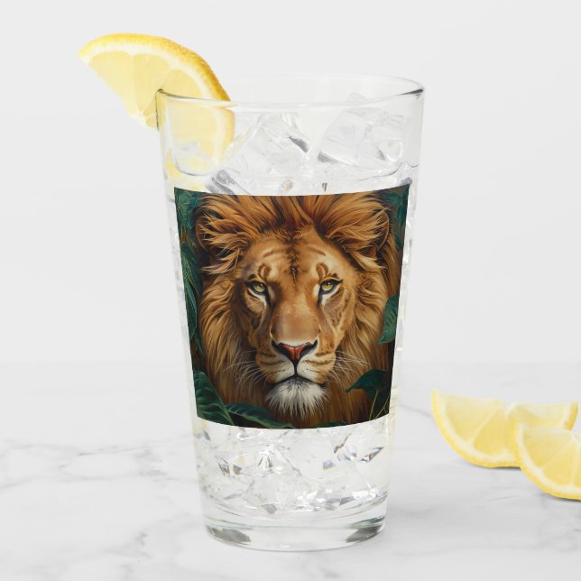 Majestätisk Lejon Mugg – Kraftfull Vildmarks Kaffe Glaskopp (Framsida Ice)