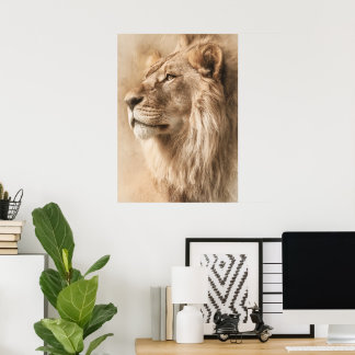 Majestätisk Lejon Safari Väggkonst Poster