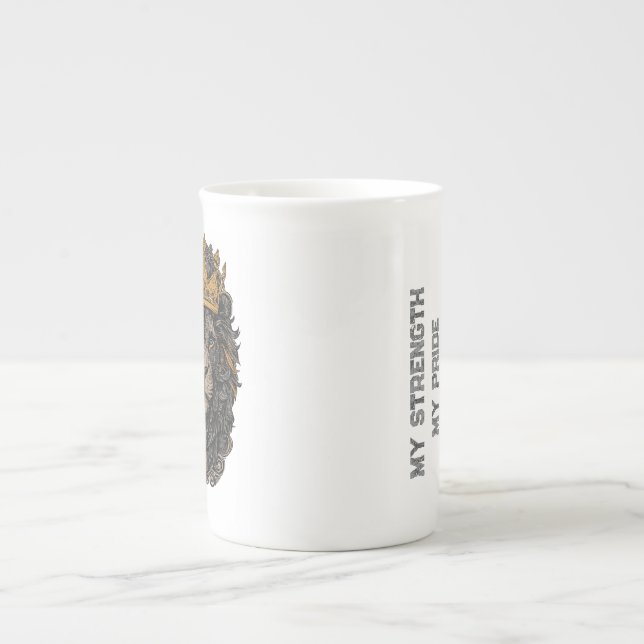 Majestätisk Lejon Specialmugg Benporslin Mugg (Framsidan)
