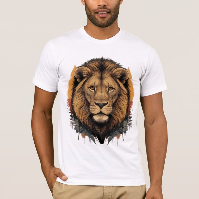 Majestätisk Lejonporträtt T-Shirt (Framsida)