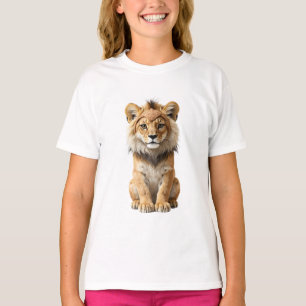 Majestätisk Lejonunge Sitter Barn T Shirt