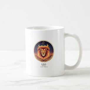 Majestätisk Leo Lejon Zodiak Guld Illustration Kaf Kaffemugg