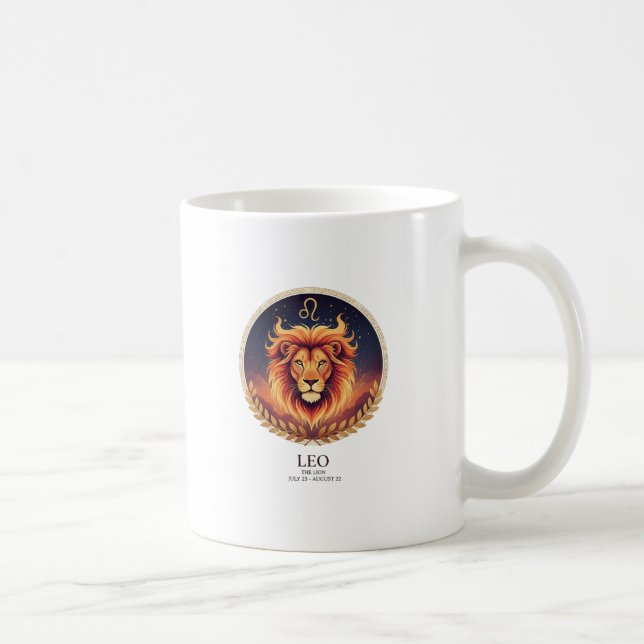 Majestätisk Leo Lejon Zodiak Guld Illustration Kaf Kaffemugg (Höger)