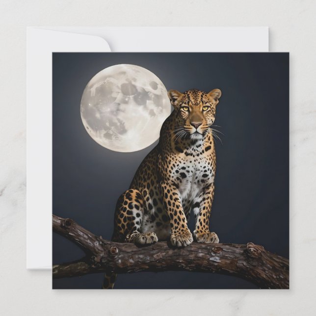Majestätisk leopard och fullmåne Blank (Framsida)