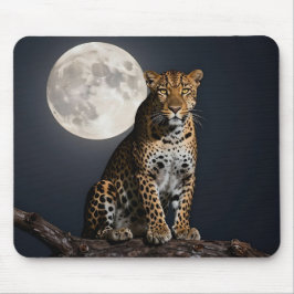 Majestätisk leopard och fullmåne musmatta