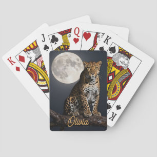Majestätisk Leopard och Fullmåne Personlig Casinokort