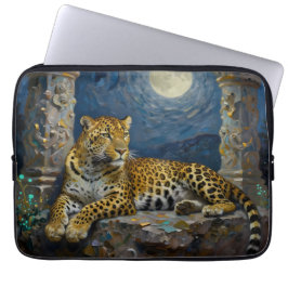 Majestätisk leopard på klipphylla laptop fodral
