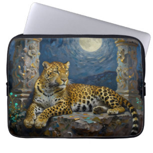 Majestätisk leopard på klipphylla laptop fodral