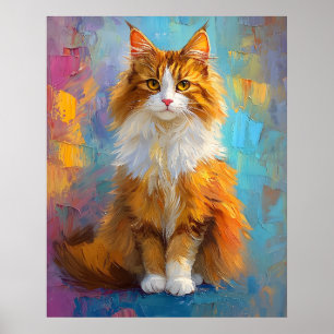 Majestätisk Maine Coon Katt – Kunglig Digital Port Poster