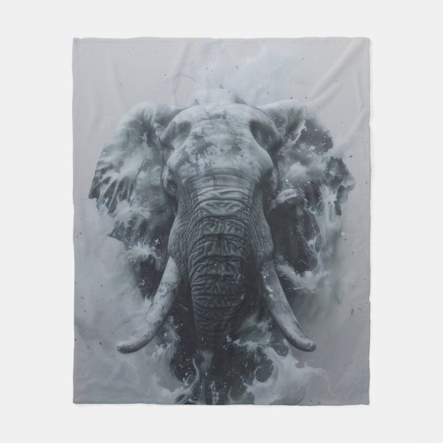 Majestätisk målning Elefant Splashdown Fleecefilt (Framsidan)