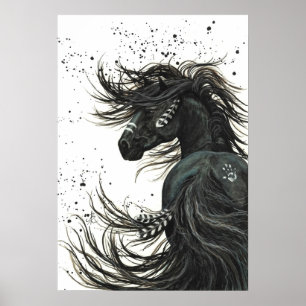 Majestätisk Mustang vid BiHrLe den svart Poster