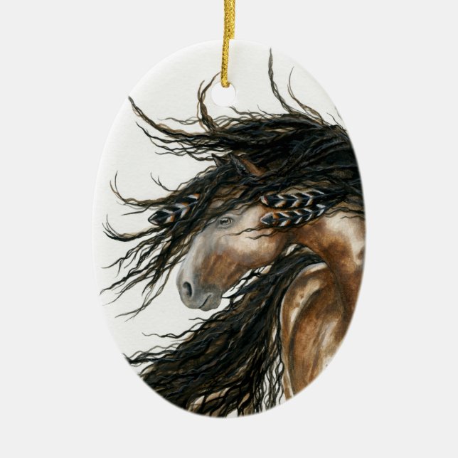 Majestätisk Mustanghäst vid den BiHrLe prydnaden Julgransprydnad Keramik (Framsidan)