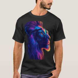 Majestätisk neon-lejon konst grafisk t-shirt