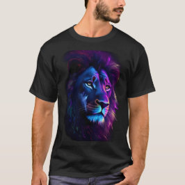 Majestätisk neon-lejon konst grafisk t-shirt