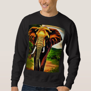 Majestätisk Noshörning Savann-hoodie Lång Ärmad Tröja